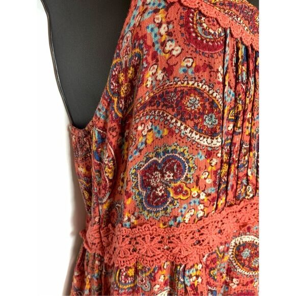 Abercrombie Fitch Women's Paisley Sleeveless Tiered Racerback Mini Dress Small - Picture 5 of 9